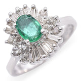 14k White Gold Emerald and Diamond Cocktail Ring