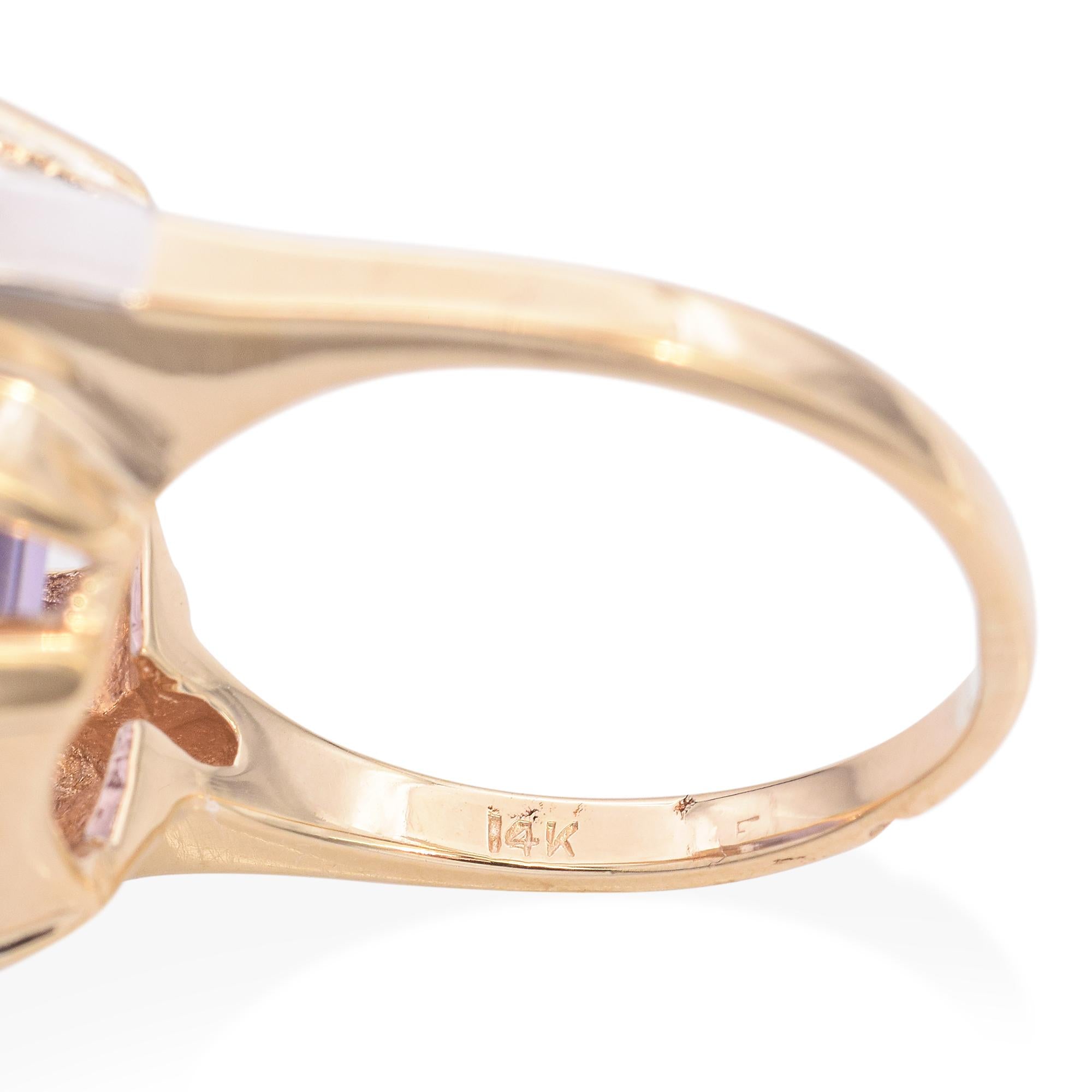 Vintage Retro Yellow Gold Amethyst Cocktail Ring