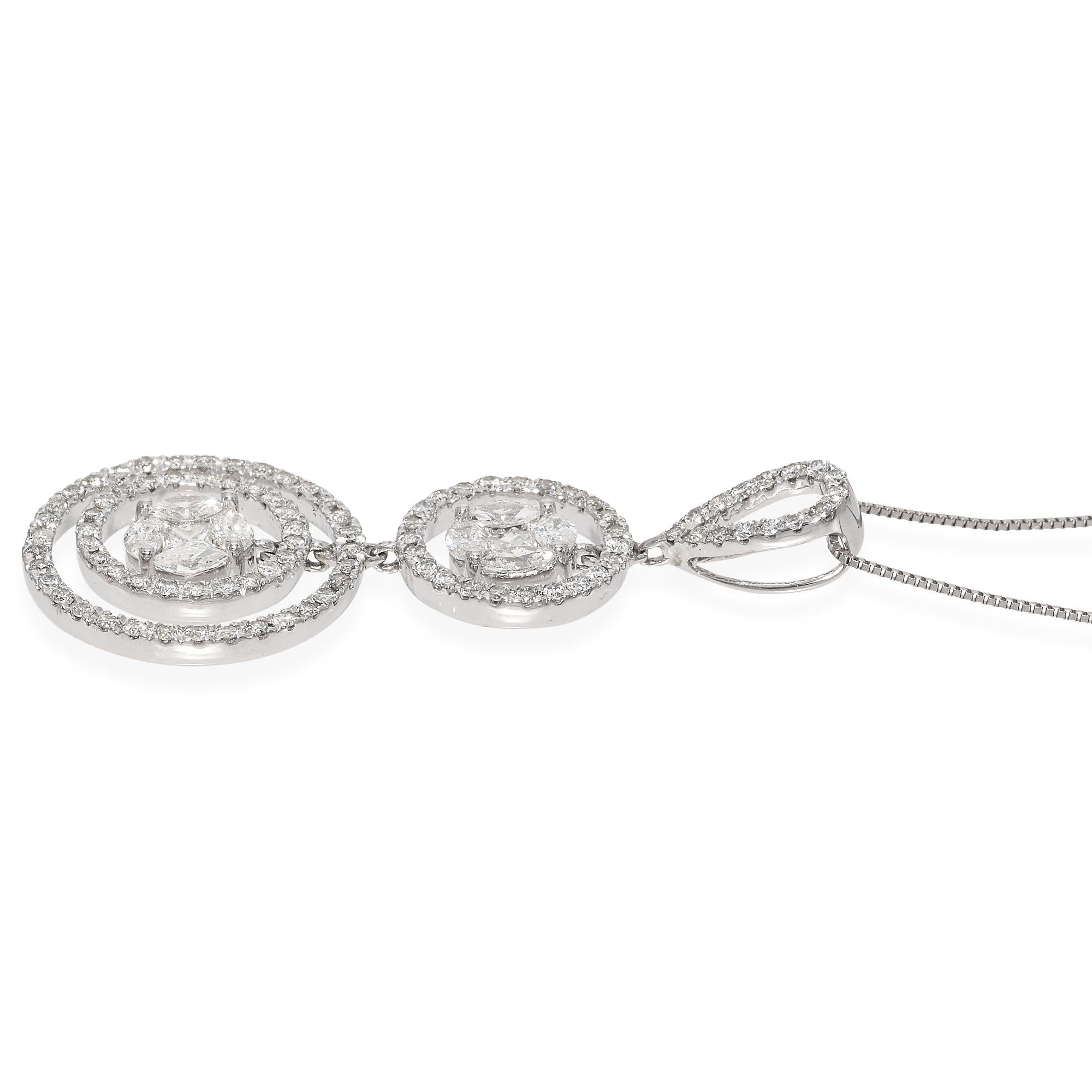 14k White Gold Diamond Circle Pendant With Chain