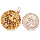 Vintage Gold Filled Lion Mourning Locket Pendant with "M" Mono