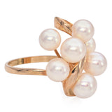 Tasaki 18K Yellow Gold Pearl Cluster Floral Cocktail Ring