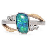 Vintage 18K Gold 0.80 Ct. Black Opal and Diamond Ring