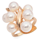 Tasaki 18K Yellow Gold Pearl Cluster Floral Cocktail Ring