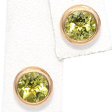 14K Yellow Gold Bezel Set 1.96 TCW Peridot Stud Earrings