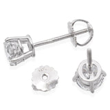 14K White Gold 0.92 TCW Round Diamond Stud Earrings