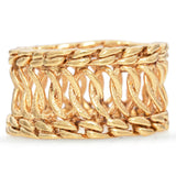 Vintage Gold Yellow Woven Link Flexible Ring