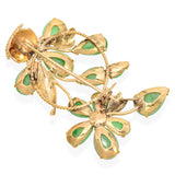 Vintage 14K Yellow Gold Jade Floral Basket Brooch