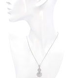 14k White Gold Diamond Circle Pendant With Chain