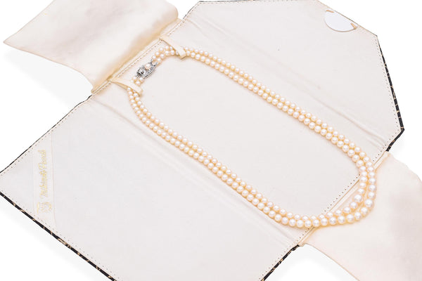 Vintage Mikimoto Double Strand Graduated Pearl Necklace