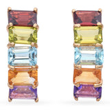 14k Yellow Gold Multi-Gemstone Half Hoop Earrings