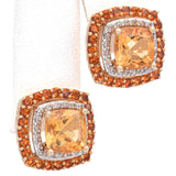 14K Yellow Gold 3.9 TCW Cushion Cut Citrine Diamond Stud Earrings