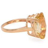 14k Yellow Gold 9.18 TCW Oval Checkerboard Cut Lemon Quartz Cocktail Ring