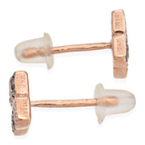 14K Rose Gold 0.32 TCW White & Champagne Diamond Checkerboard Stud Earrings