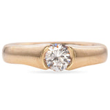 14K Yellow Gold 0.56 Ct. Diamond Half Bezel Solitaire Engagement Band