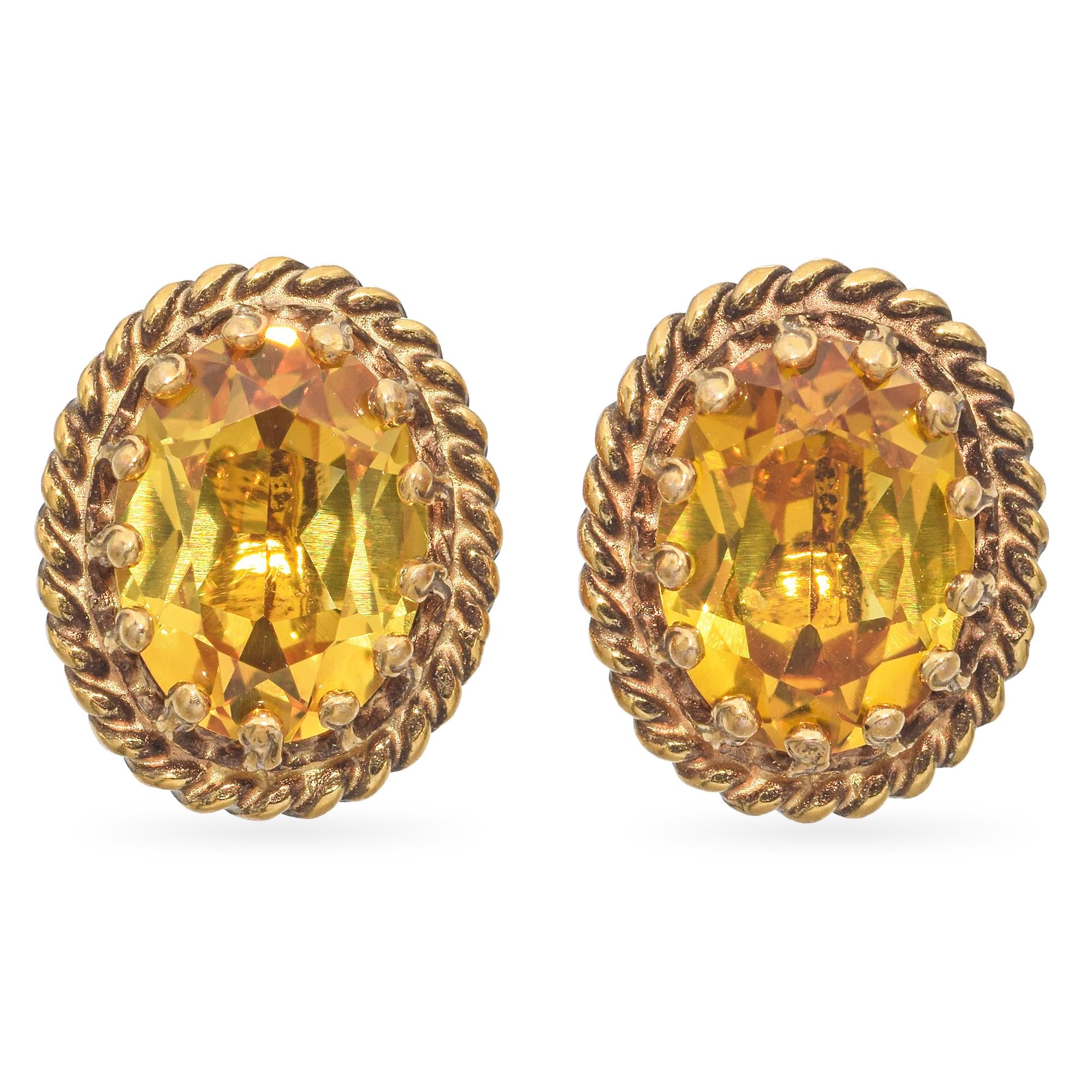 14K Yellow Gold 3.50 TCW Lab Yellow Sapphire Stud Earrings