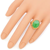 Vintage 22K Yellow Gold Large Green Jade Cabochon Statement Ring