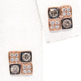 14K Rose Gold 0.32 TCW White & Champagne Diamond Checkerboard Stud Earrings