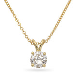 Yellow Gold .7ct H VS2 Diamond Solitaire Pendant Necklace