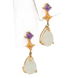 14K Yellow Gold 3.02 TCW Jade with Amethyst & Citrine Dangle Drop Earrings