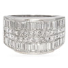 Vintage White Gold Baguette and Princess Cut Diamond Wide Statement Band Ring