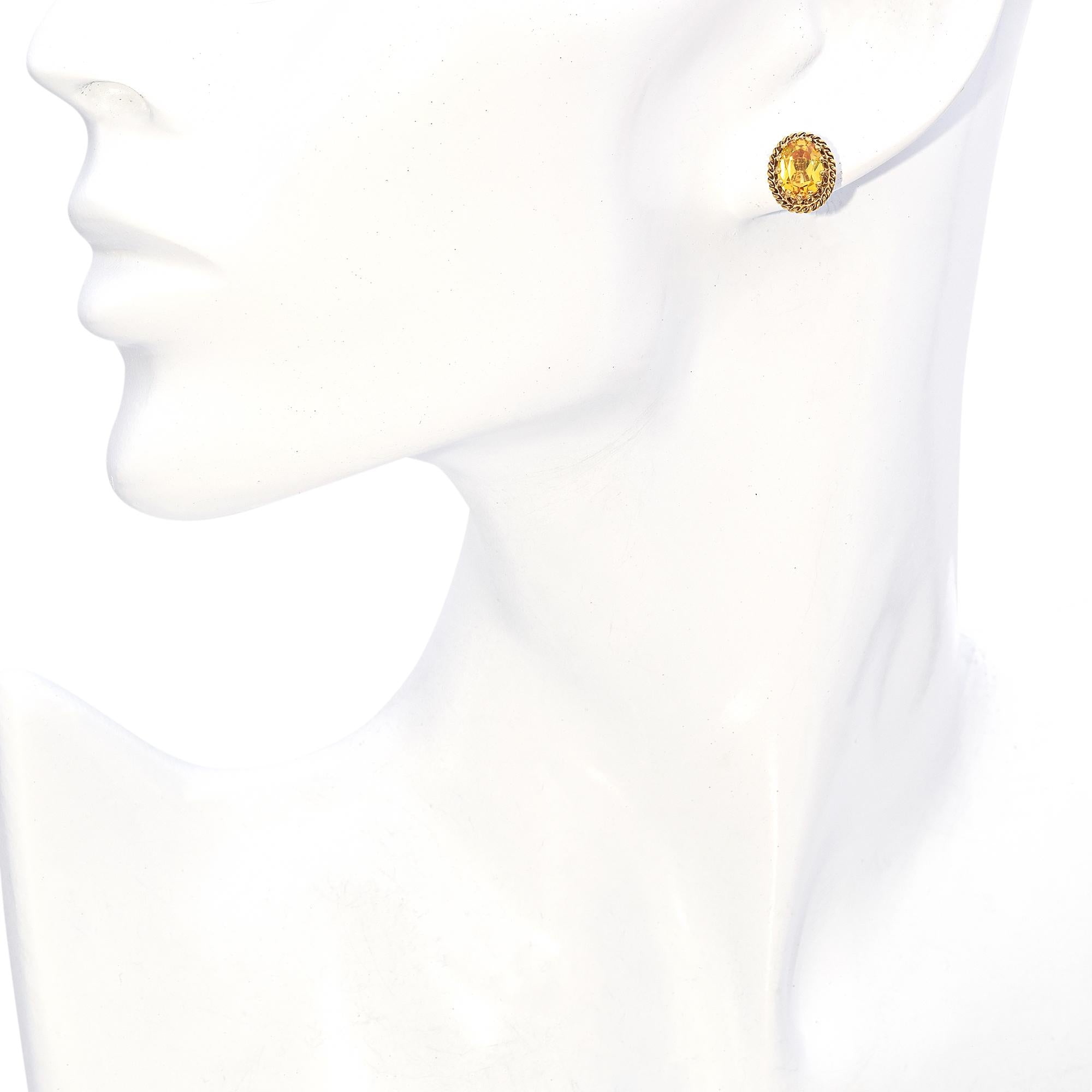 14K Yellow Gold 3.50 TCW Lab Yellow Sapphire Stud Earrings