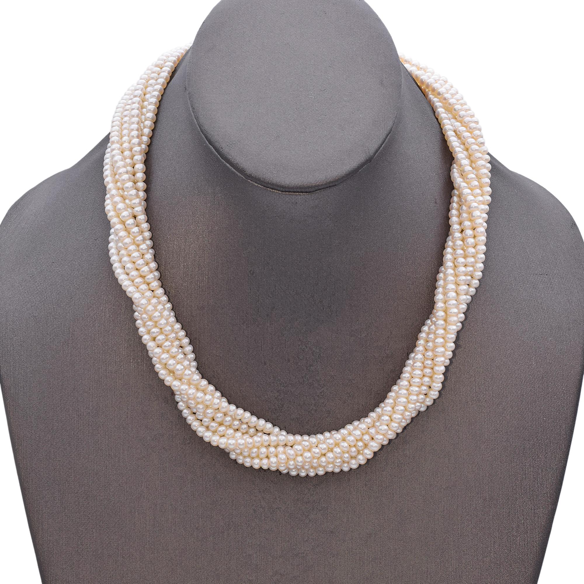 14K Yellow Gold Eight Strand Cultured Pearl Necklace