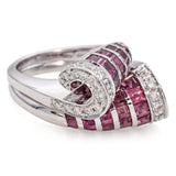 Oro Trend 18K White Gold Diamond and Pink Tourmaline Bypass Ring