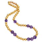 Antique 18K Yellow Gold and Amethyst Beaded Graduated Strand Choker Necklace