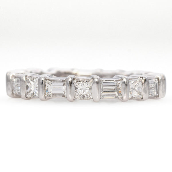 Platinum Princess & Emerald Cut 2.25 TCW Diamond Eternity Wedding Band