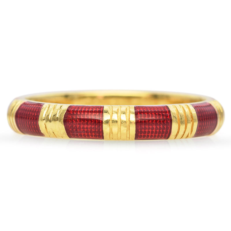 Hidalgo 18K Yellow Gold Burnt Sienna Enamel Band Ring