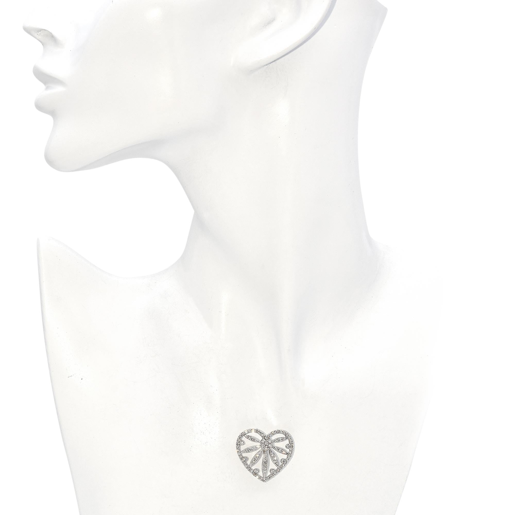 14K White Gold Diamond Heart Pendant