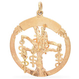 Vintage Yellow Gold Money Tree 3D Dangle Open Circle Pendant