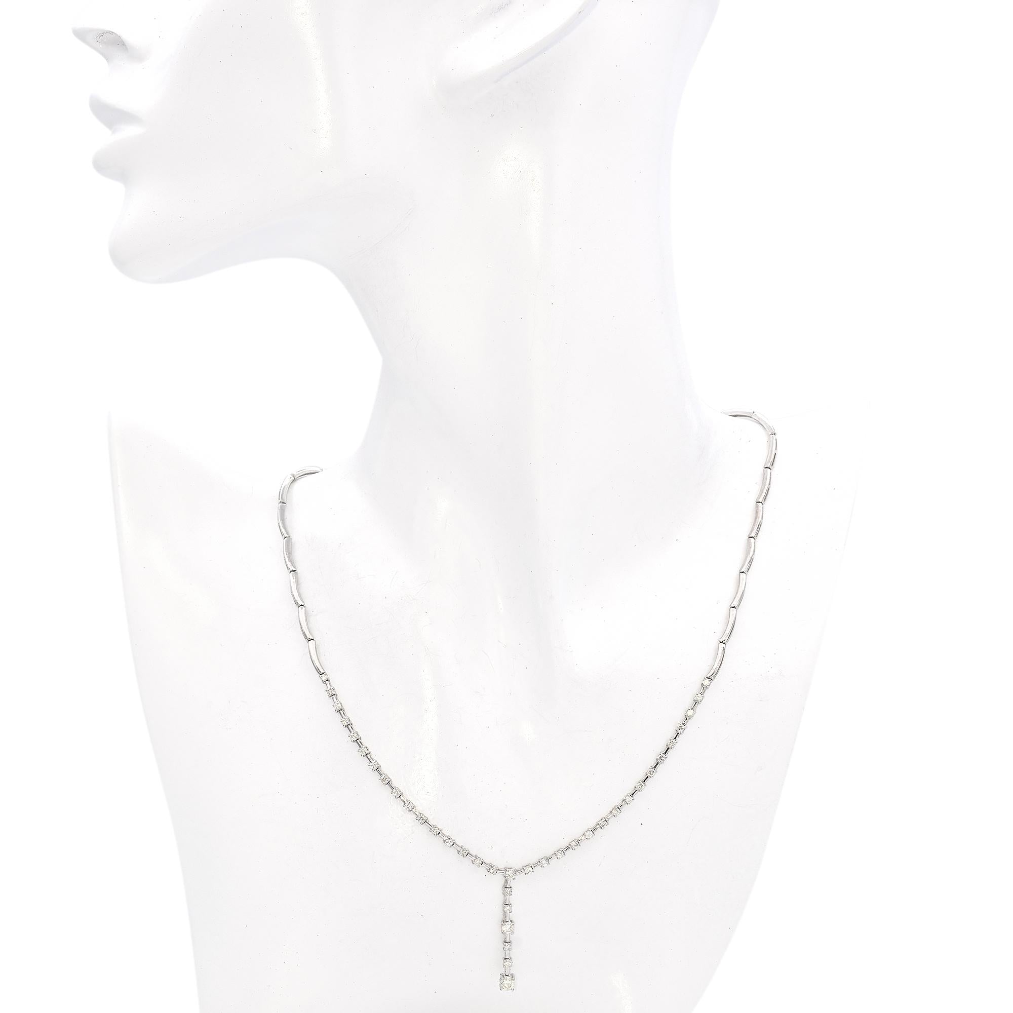 18k White Gold Diamond Drop Necklace