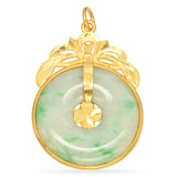 Vintage 23k Yellow Gold Jade Donut Pendant