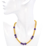 Antique 18K Yellow Gold and Amethyst Beaded Graduated Strand Choker Necklace