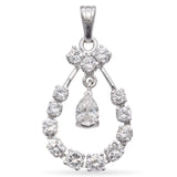 14K White Gold 0.83 TCW Round Diamond with Swinging Pear Diamond Pendant