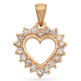 14K Yellow Gold Open Heart Diamond and Sapphire Reversible Pendant