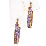 10K Yellow Gold 0.86 TCW Amethyst Double-Sided Hoops