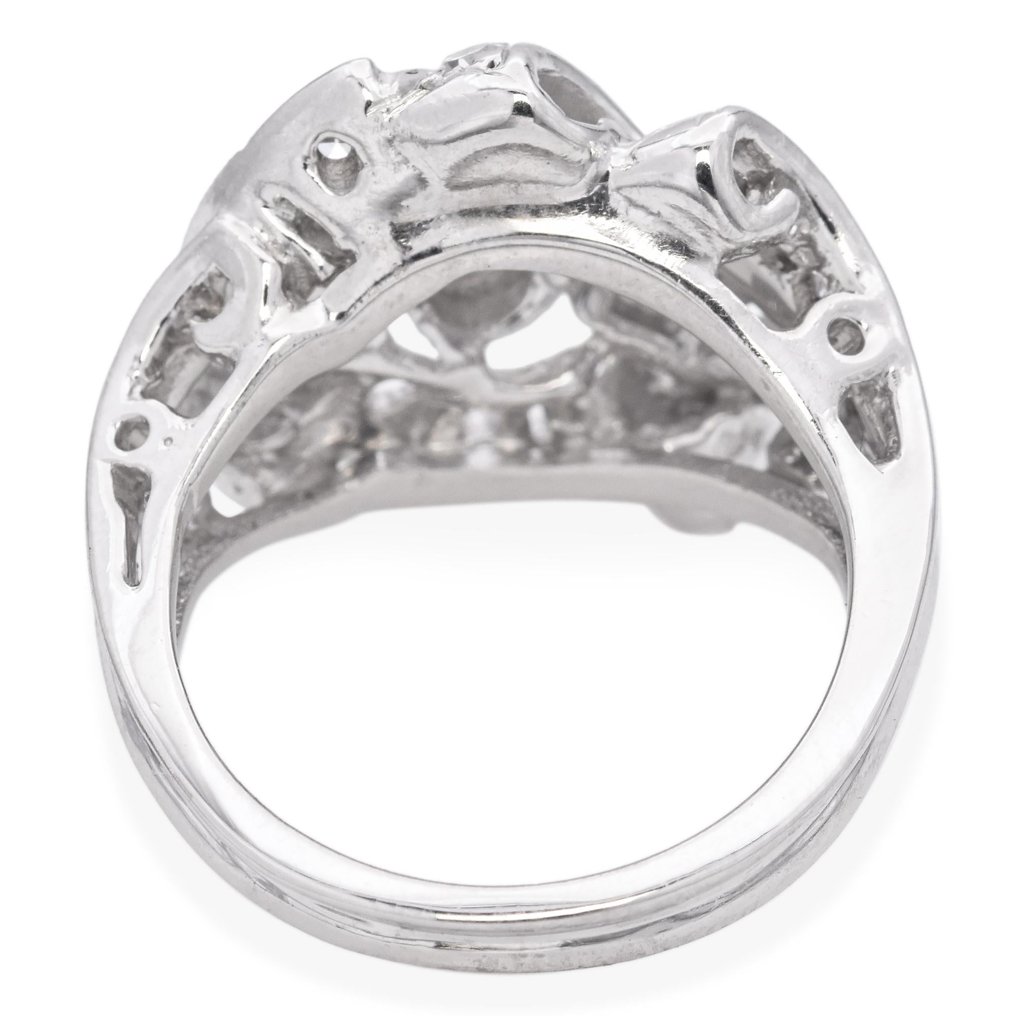 Retro 14k White Gold Diamond Cocktail Ring