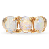 Vintage 14K Yellow Gold Three Stone Opal Ring