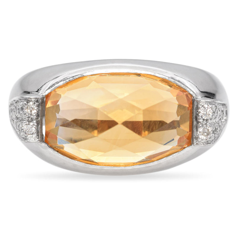 Platinum Fancy Cut Oval 6.70 Ct. Citrine and Accent Diamond Ring