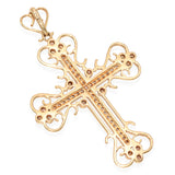 14K Yellow Gold 0.59 TCW Champagne & White Diamond Cross Pendant