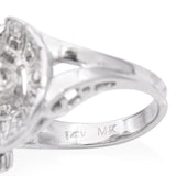 Retro 14k White Gold Diamond Cocktail Ring