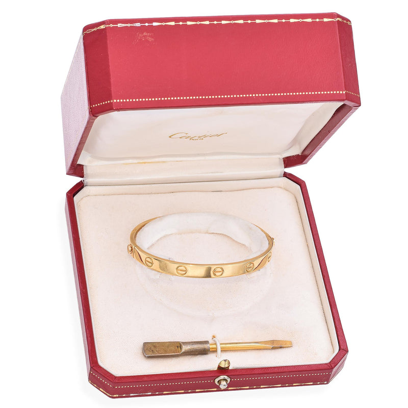 Vintage Cartier 18k Yellow Gold Love Bracelet Size 18