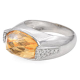 Platinum Fancy Cut Oval 6.70 Ct. Citrine and Accent Diamond Ring