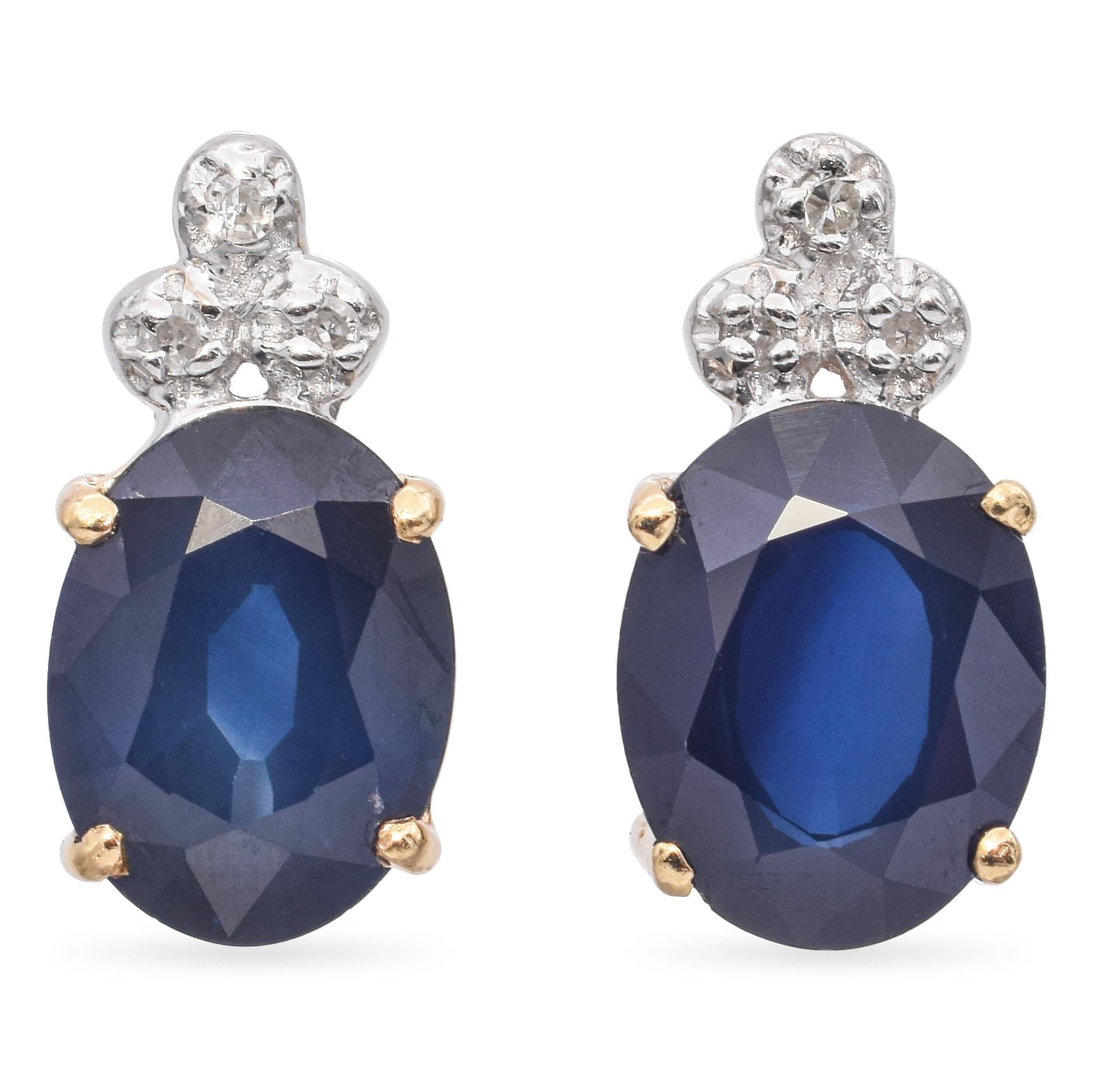 14K Yellow Gold 3.07 TCW Sapphire and Diamond Drop Earrings