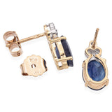 14K Yellow Gold 3.07 TCW Sapphire and Diamond Drop Earrings