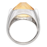 Platinum Fancy Cut Oval 6.70 Ct. Citrine and Accent Diamond Ring