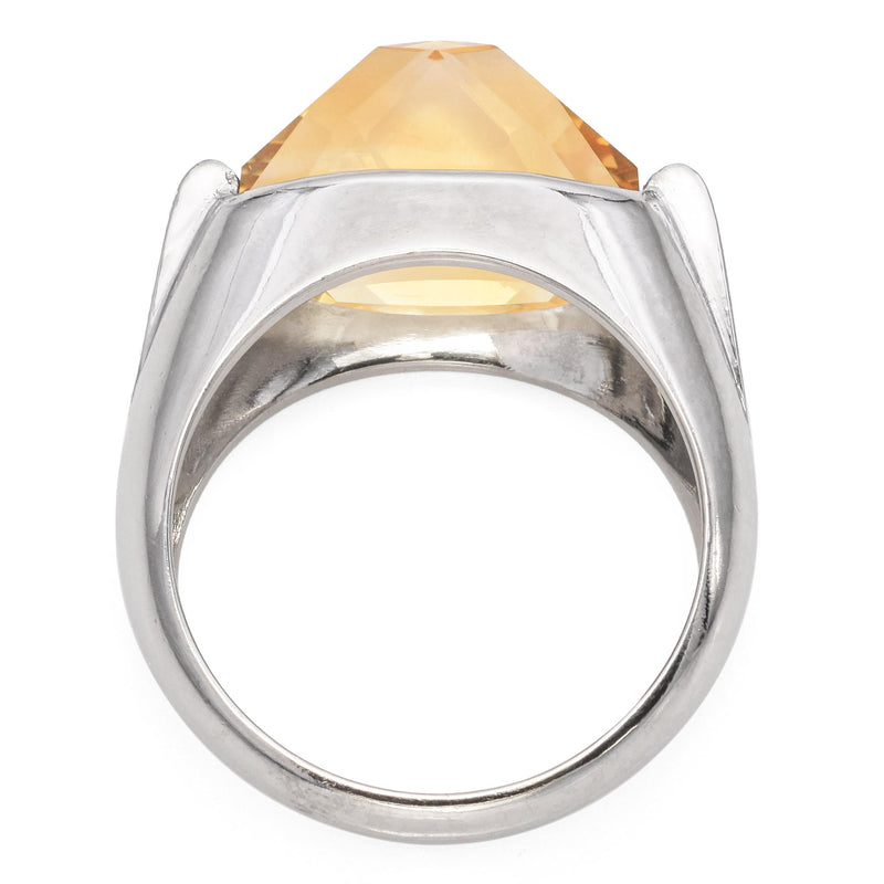 Platinum Fancy Cut Oval 6.70 Ct. Citrine and Accent Diamond Ring