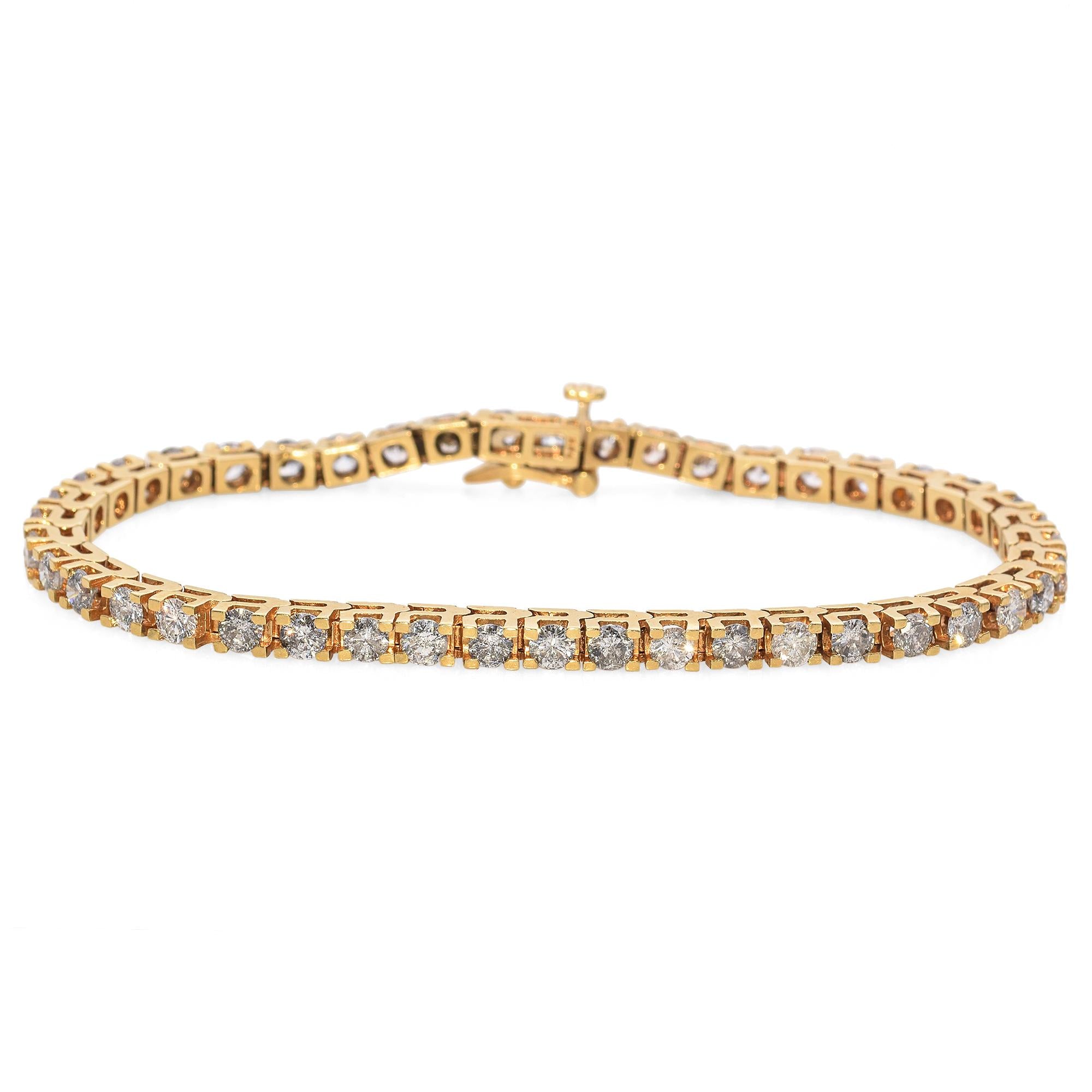 14k Yellow Gold 5.7ct Diamond Tennis Bracelet